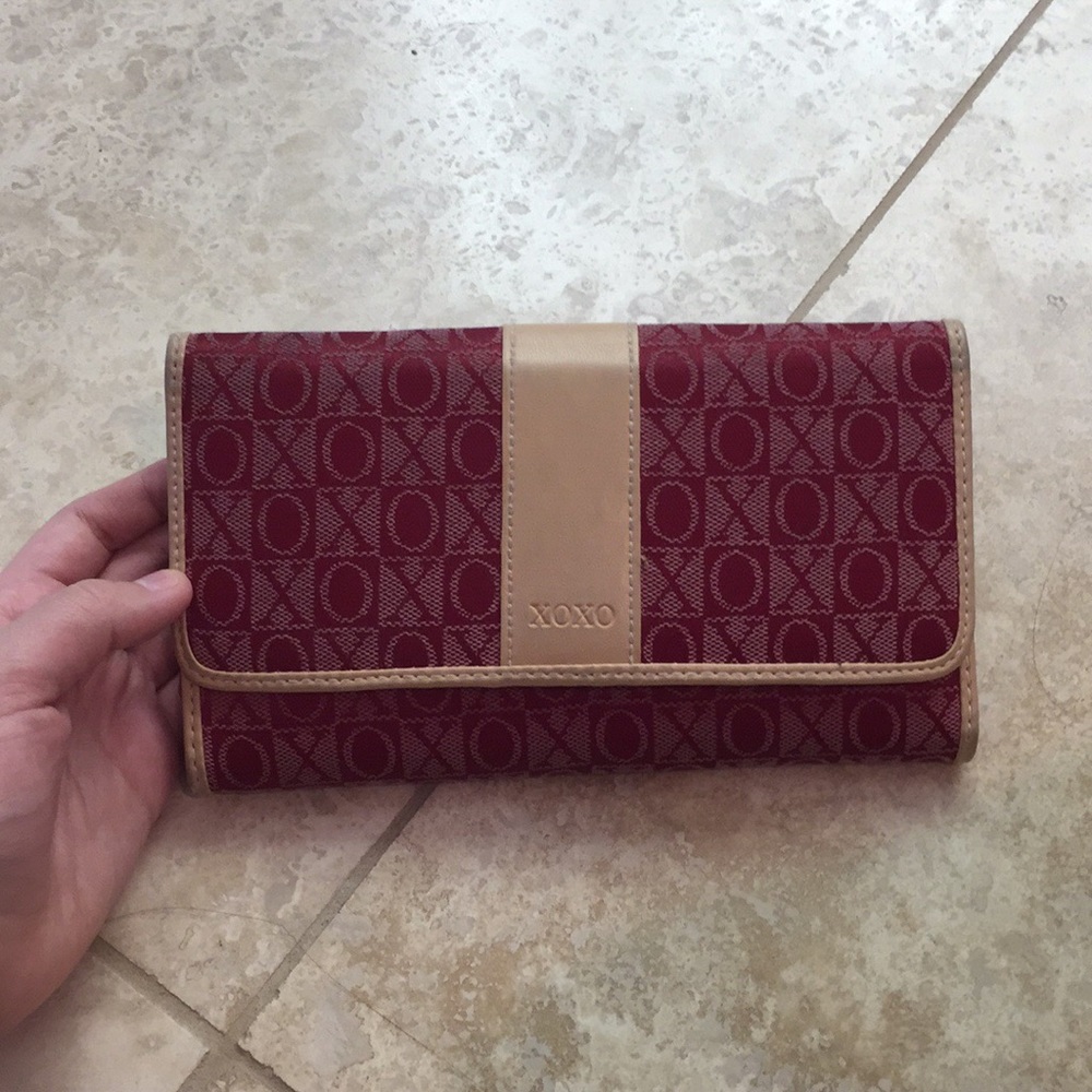 Red wallet with leather trim